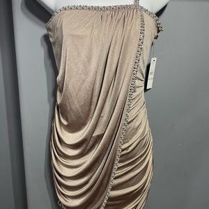 Laundry By Shelli Segal Strapless Beige Dress with Rhinestones